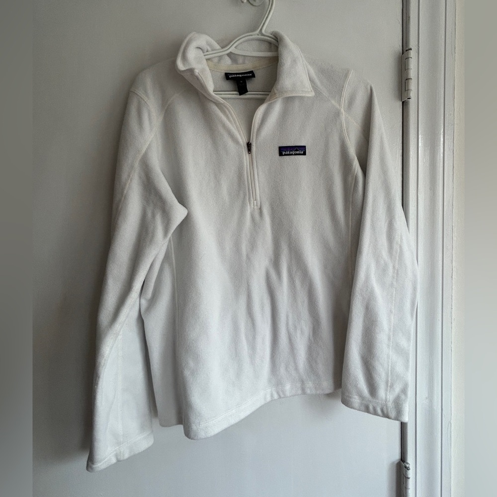 Patagonia White Half-Zip Fleece Pullover size M